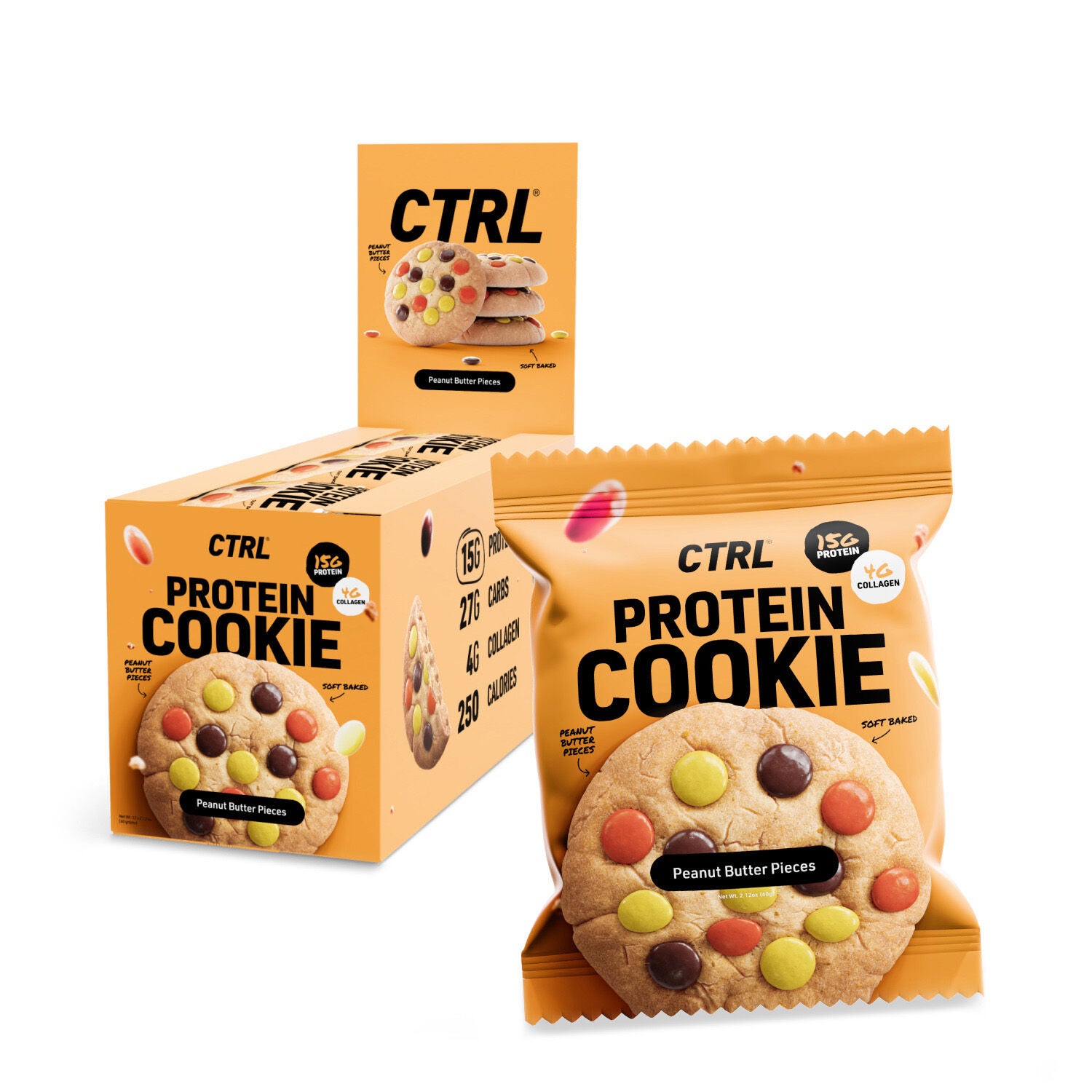 Protein Cookie Soft Baked Peanut Butter Pieces 12 Cookies GNC